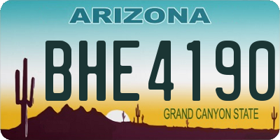 AZ license plate BHE4190