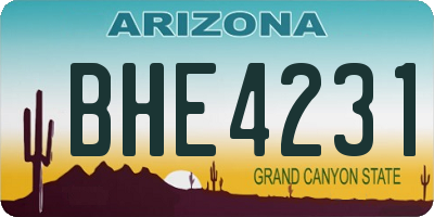 AZ license plate BHE4231