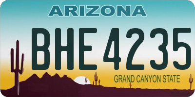 AZ license plate BHE4235