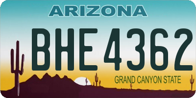 AZ license plate BHE4362