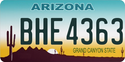 AZ license plate BHE4363