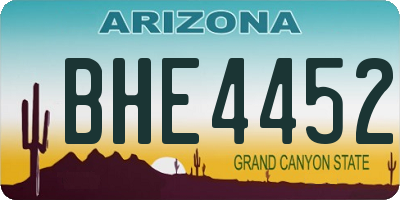 AZ license plate BHE4452