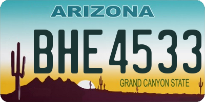AZ license plate BHE4533