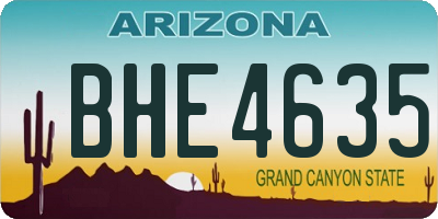 AZ license plate BHE4635
