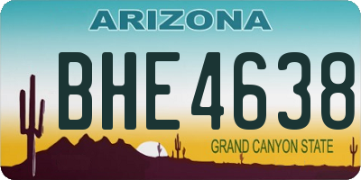 AZ license plate BHE4638