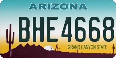 AZ license plate BHE4668