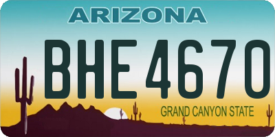 AZ license plate BHE4670
