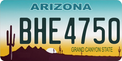 AZ license plate BHE4750