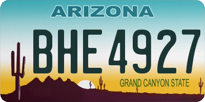 AZ license plate BHE4927