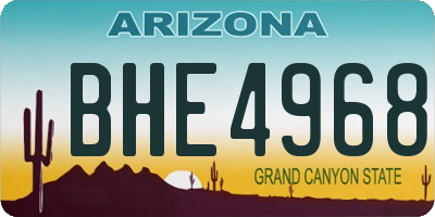 AZ license plate BHE4968
