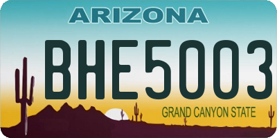 AZ license plate BHE5003