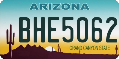 AZ license plate BHE5062