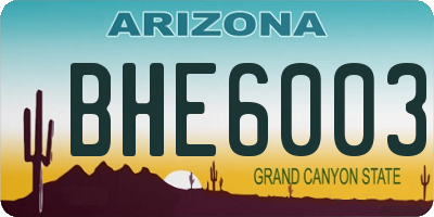 AZ license plate BHE6003