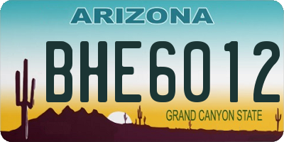 AZ license plate BHE6012