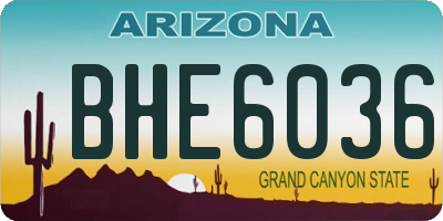 AZ license plate BHE6036