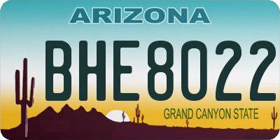 AZ license plate BHE8022