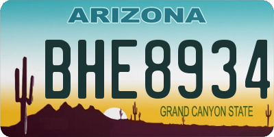 AZ license plate BHE8934