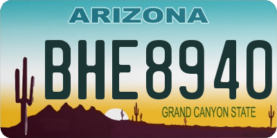 AZ license plate BHE8940