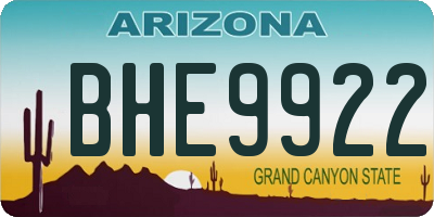 AZ license plate BHE9922