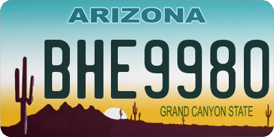 AZ license plate BHE9980