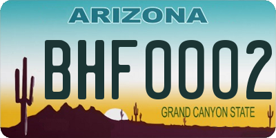 AZ license plate BHF0002
