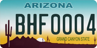 AZ license plate BHF0004