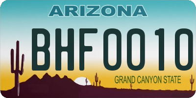 AZ license plate BHF0010