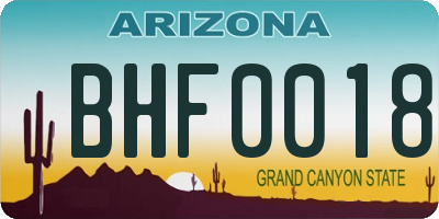 AZ license plate BHF0018