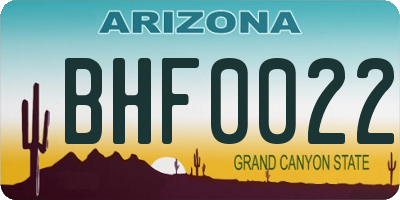 AZ license plate BHF0022