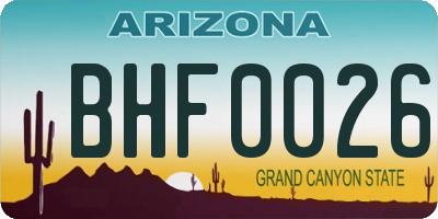 AZ license plate BHF0026