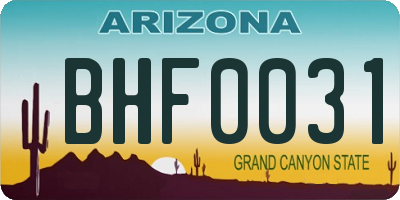 AZ license plate BHF0031