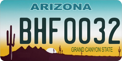 AZ license plate BHF0032
