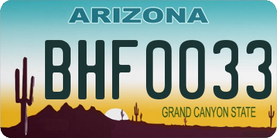 AZ license plate BHF0033