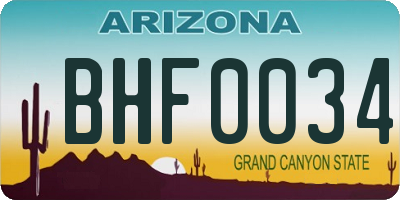 AZ license plate BHF0034