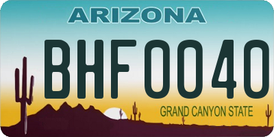 AZ license plate BHF0040