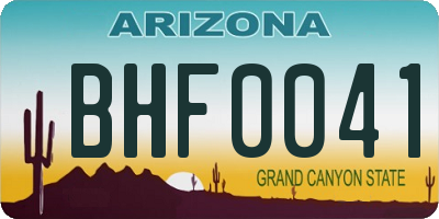 AZ license plate BHF0041