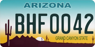 AZ license plate BHF0042