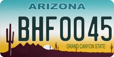 AZ license plate BHF0045