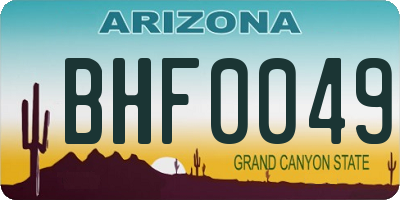 AZ license plate BHF0049