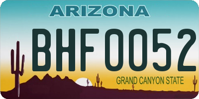 AZ license plate BHF0052