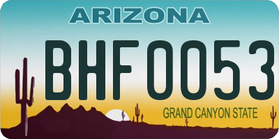 AZ license plate BHF0053