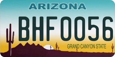 AZ license plate BHF0056