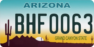 AZ license plate BHF0063
