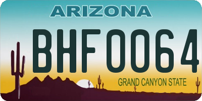 AZ license plate BHF0064