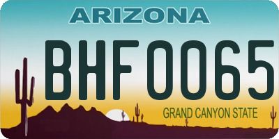 AZ license plate BHF0065