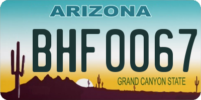 AZ license plate BHF0067