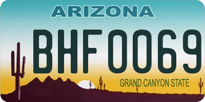 AZ license plate BHF0069