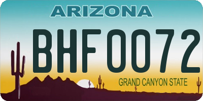 AZ license plate BHF0072