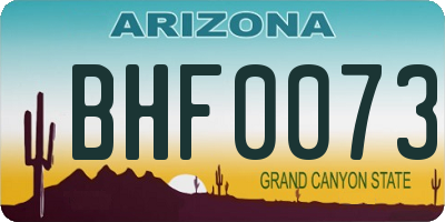 AZ license plate BHF0073