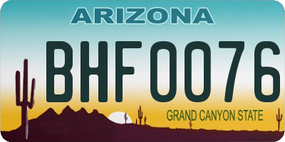 AZ license plate BHF0076